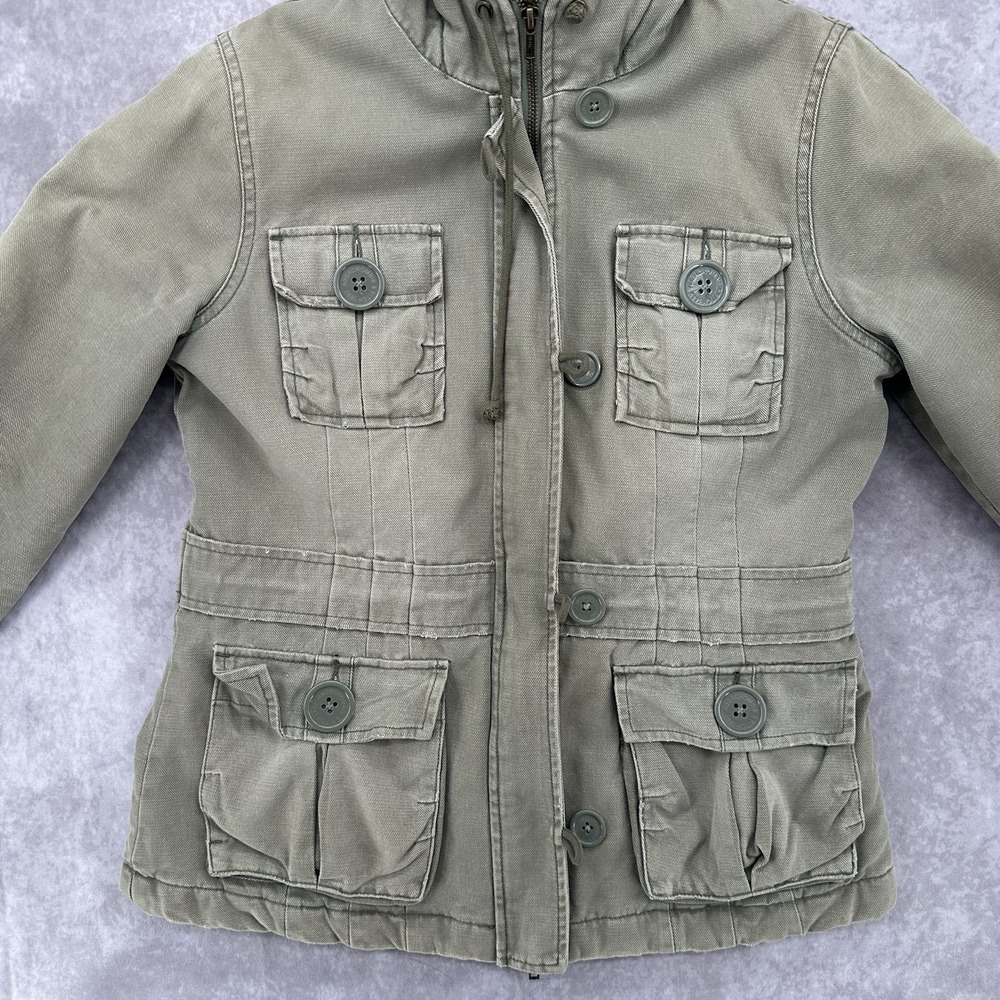 Vintage Abercrombie & Fitch Women's Green Olive Hooded Jacket Size L - Picture 2 of 11